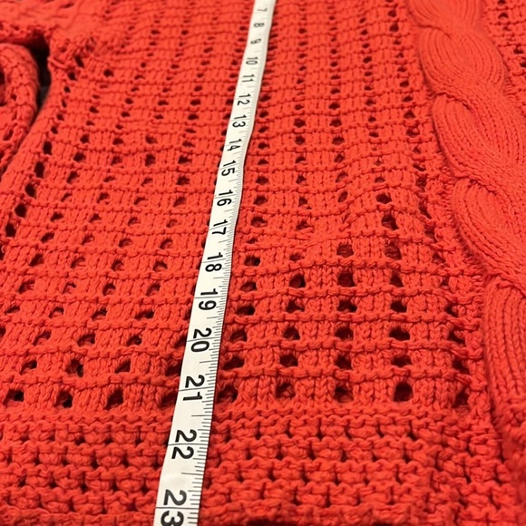 Free People Open Knit Crochet Mockneck Sweater Orange Size Small - Picture 10 of 12